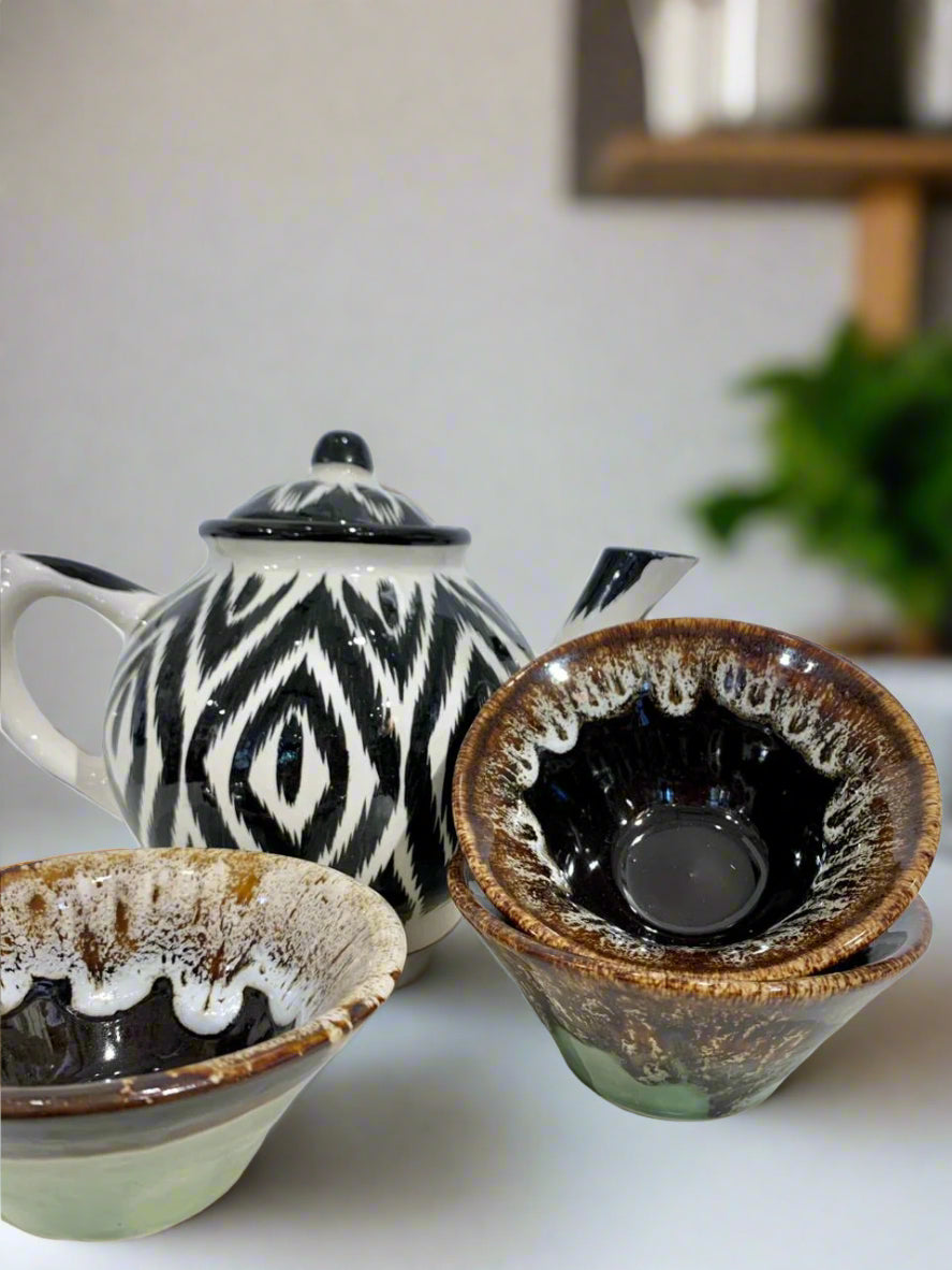 IKAT CERAMIC TEAPOT - CHARCOAL