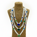 Silver Cascade Necklace in Blues