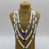 Silver Cascade Necklace in Blues