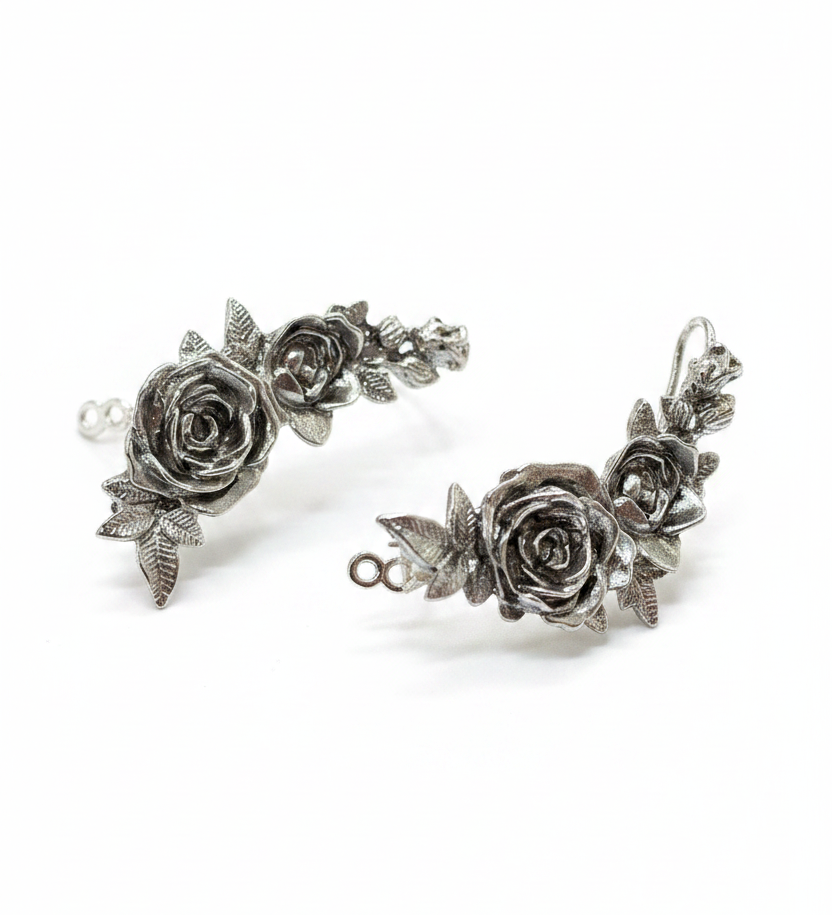 Desert Rose Ear Cuff in Silver