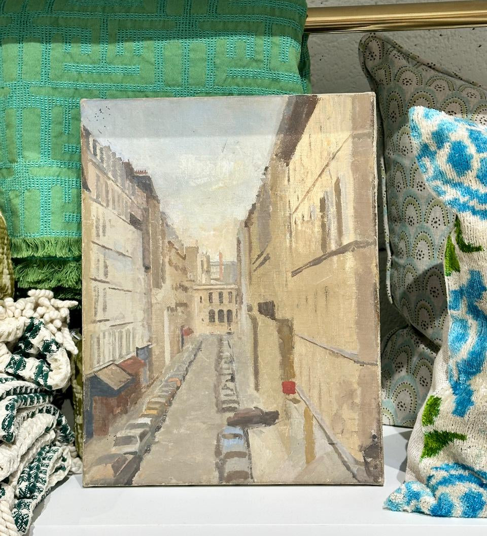 La Rue Dans Paris Oil Painting | 1960s French Oil Painting