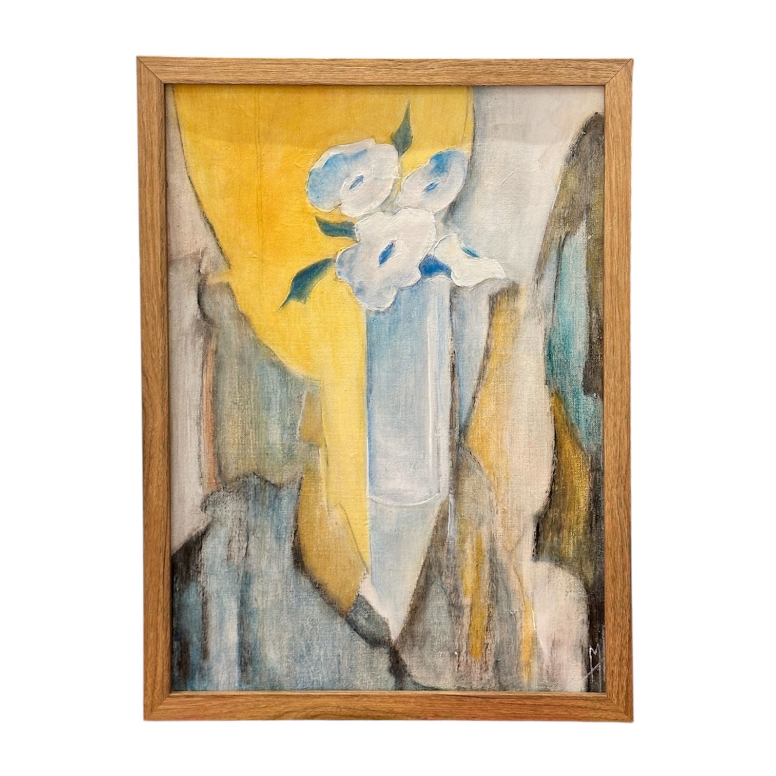 The Yellow Vase Oil Painting | 1970s Original French Oil Painting