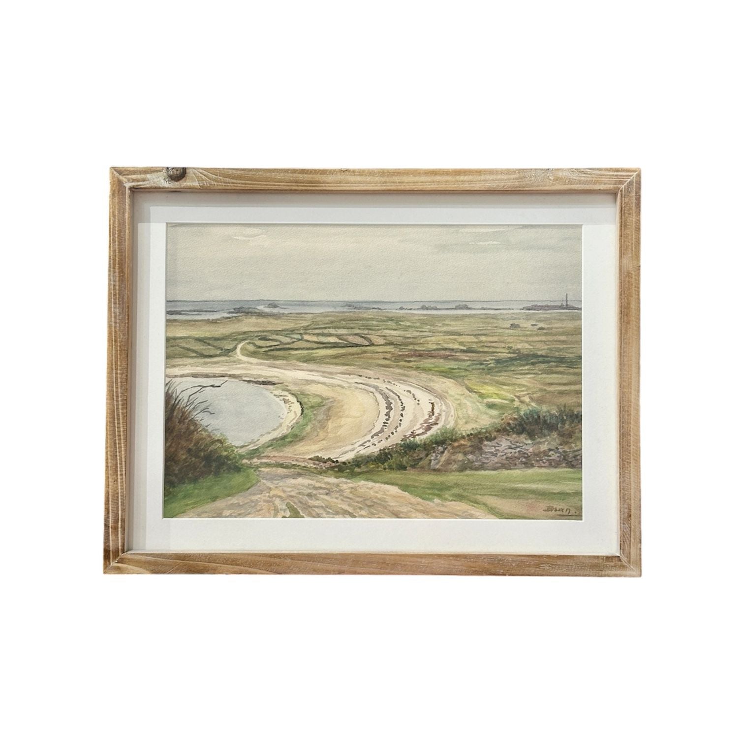 The Estuary Watercolour | 1920s English Watercolour in Rustic Wooden Frame