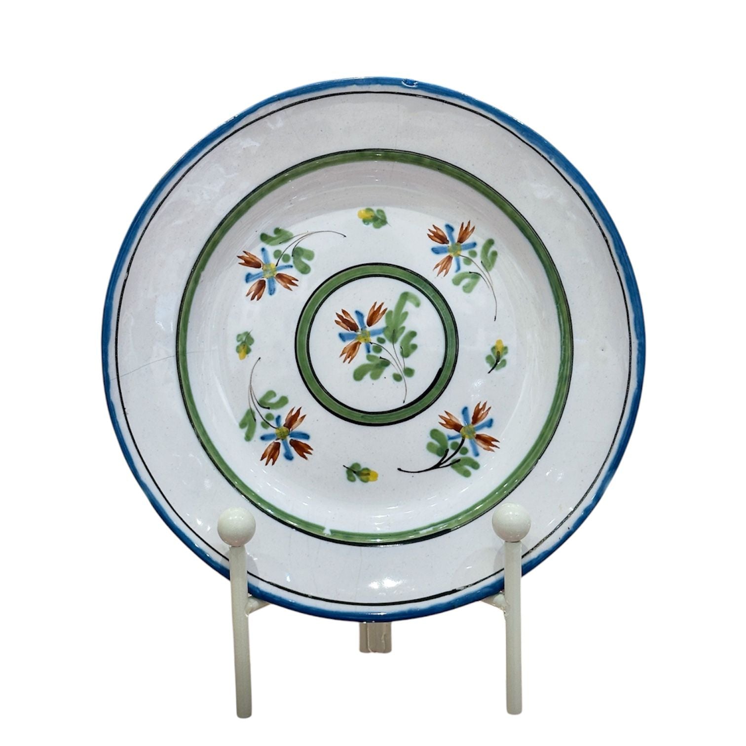 Floral Hand-Painted Plate - Antique French Peasant Plate