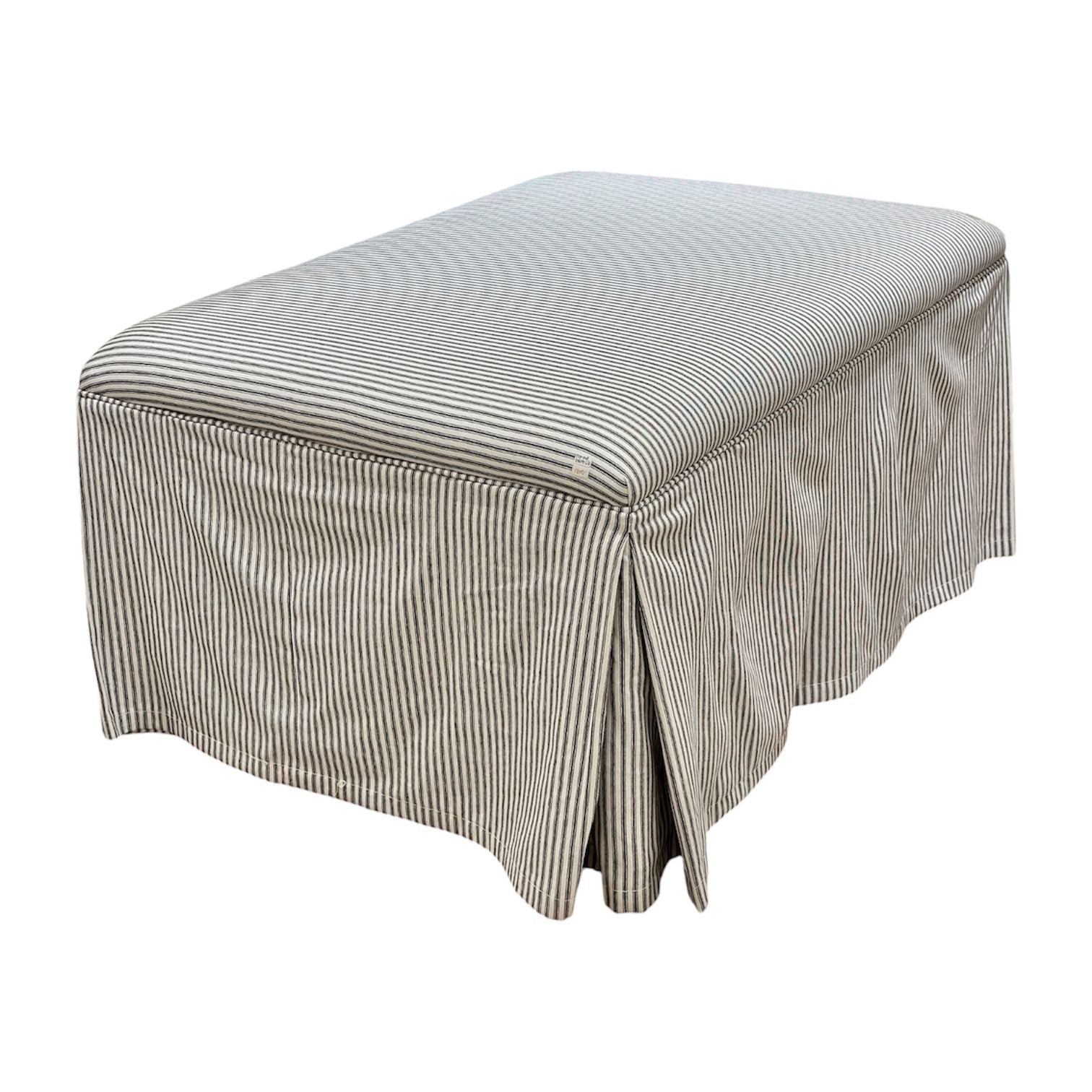 French Ticking Striped Ottoman