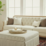 French Ticking Striped Ottoman