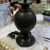 Vintage Hand-Carved Wooden Lamp Base - Black