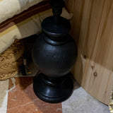 Vintage Hand-Carved Wooden Lamp Base - Black