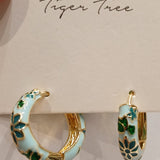 Green Oriental Flower Hoops