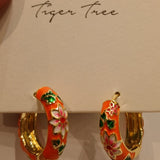 Orange Oriental Flower Hoops