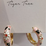 Pink Oriental Flower Hoops
