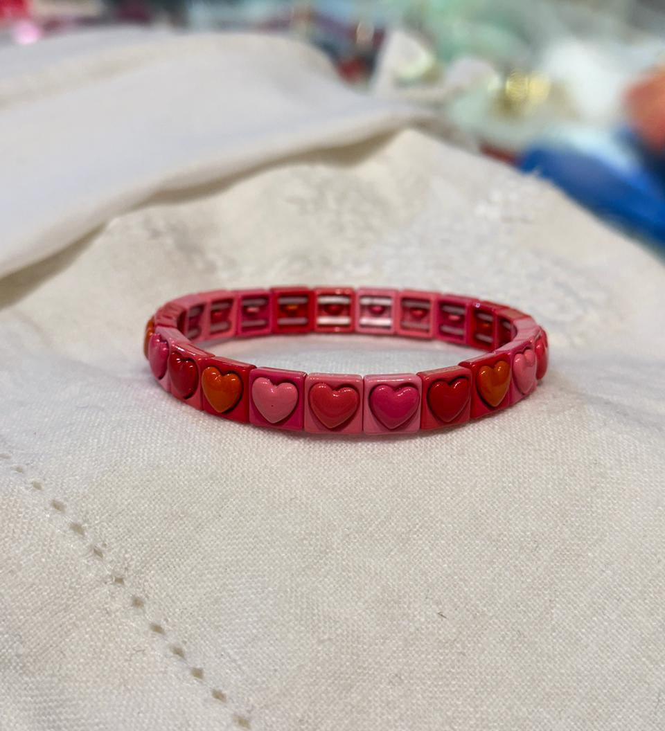 Maroon Heart Tile Bracelet