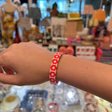 Pink and Pink Daisy Tile Bracelet