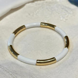 White Curved Bar Bracelet
