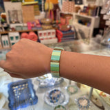 Green and Gold Wide Tile Bracelet