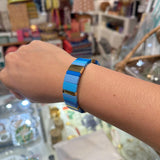 Blue and Gold Wide Tile Bracelet