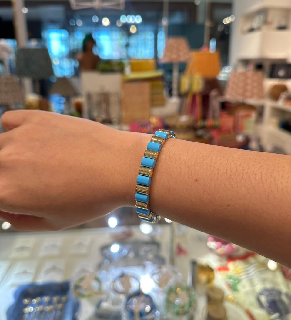 Blue Scalloped Tile Bracelet
