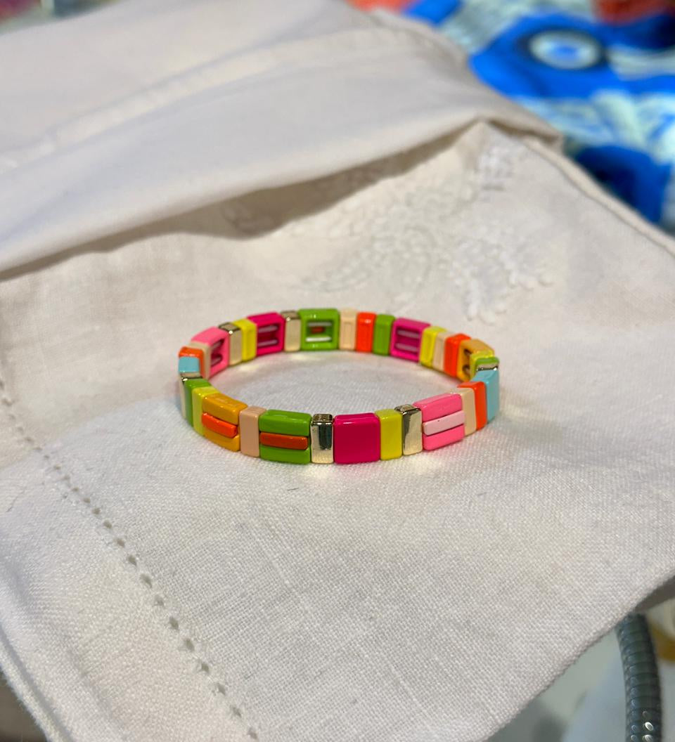 Fluro Multi Tile Stretch Bracelet