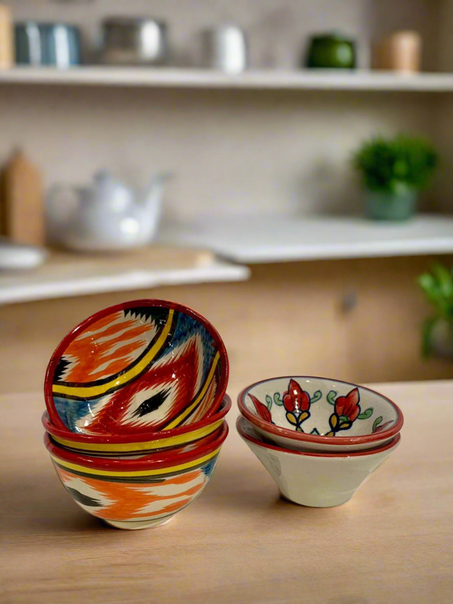 CERAMIC DIPPING SMALL BOWLS - MULTI COLORED