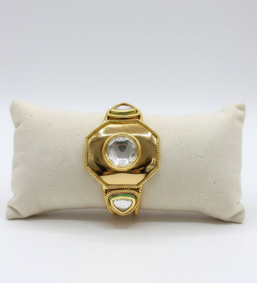 Polki Hexagon Cuff in Gold