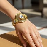 Polki Hexagon Cuff in Gold