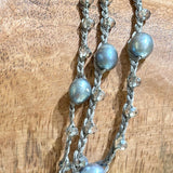 Long Pearl Crochet Necklace - Black Pearl