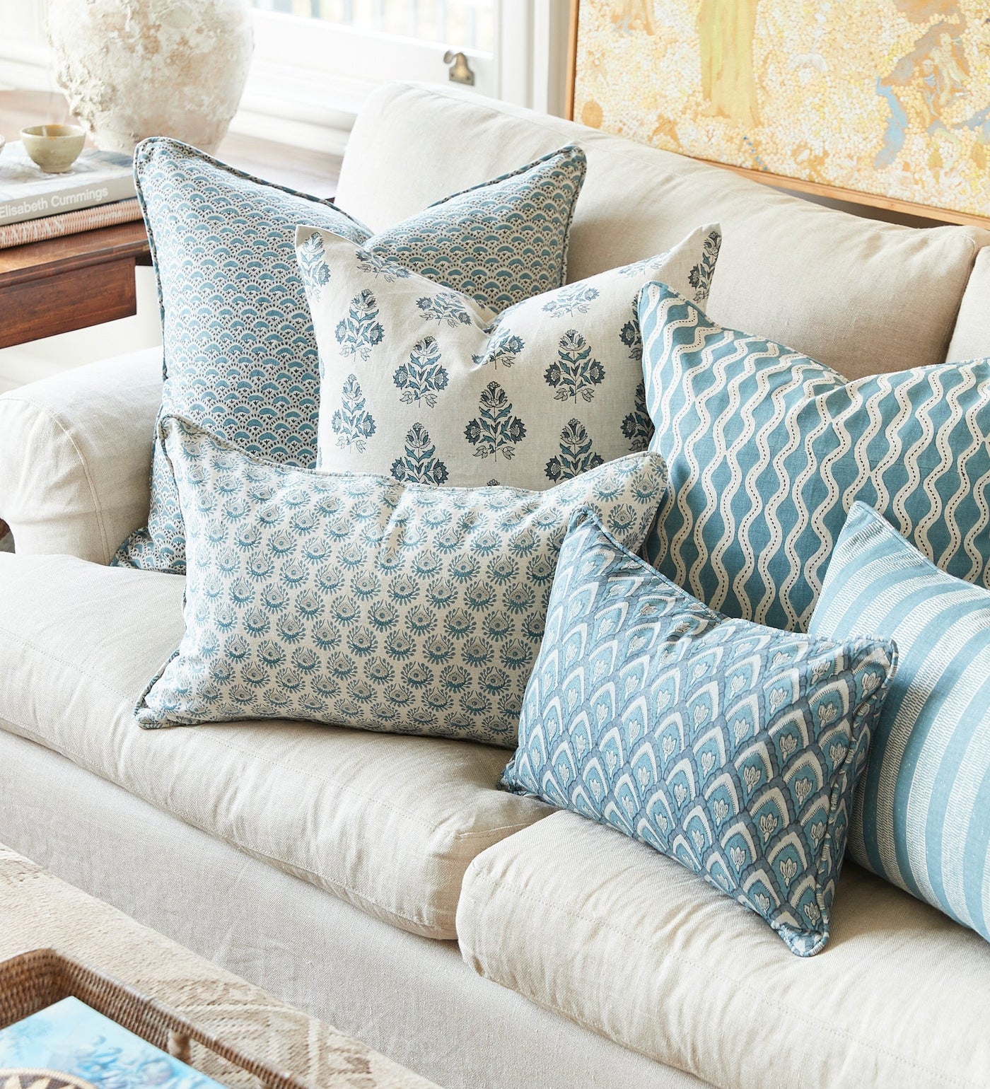 Ankara Mineral Linen Cushion - 50cm