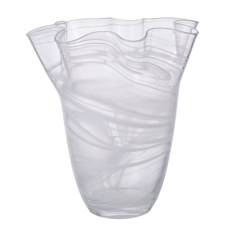 WAVY VASE WITH MARBLE EFFECT - CLEAR