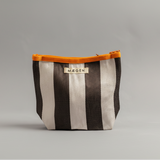 Accessory Pouch - Orange Binding - White/Auberine Stripe