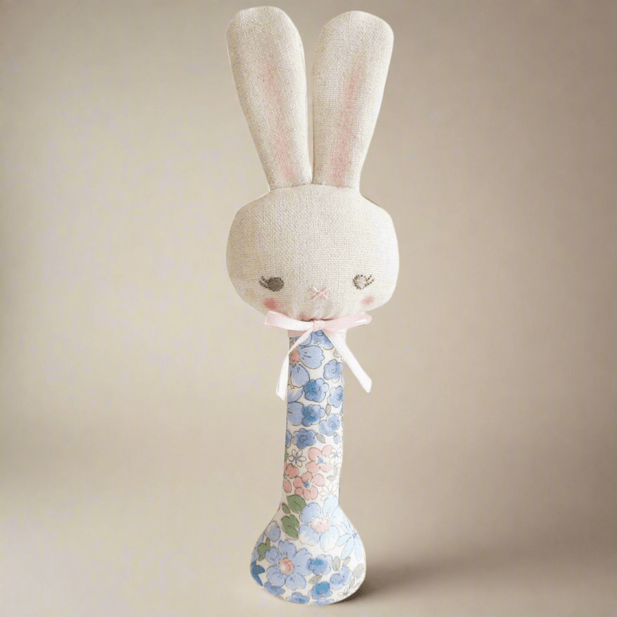 BABY BUNNY STICK RATTLE - LIBERTY BLUE - GEORGES of Dubai