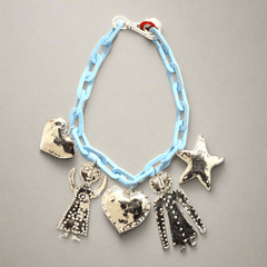 BIG LOVE NECKLACE - BLUE SILVER - GEORGES of Dubai