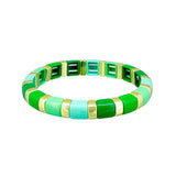 Green Enamel Large Tile Bracelet