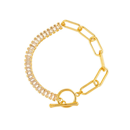 GOLD FOB CHAIN & CRYSTAL BRACELET