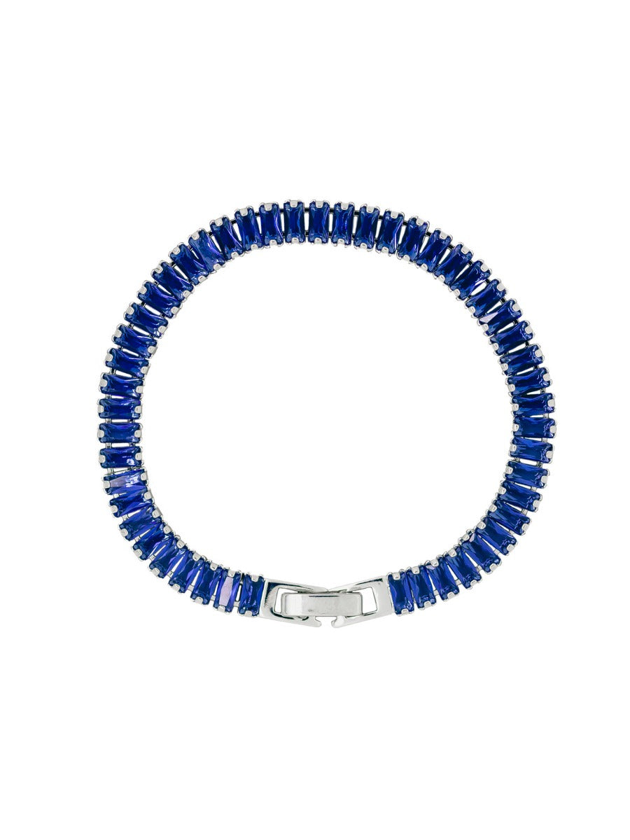 SILVER SAPPHIRE CRYSTAL BAGUETTE BRACELET