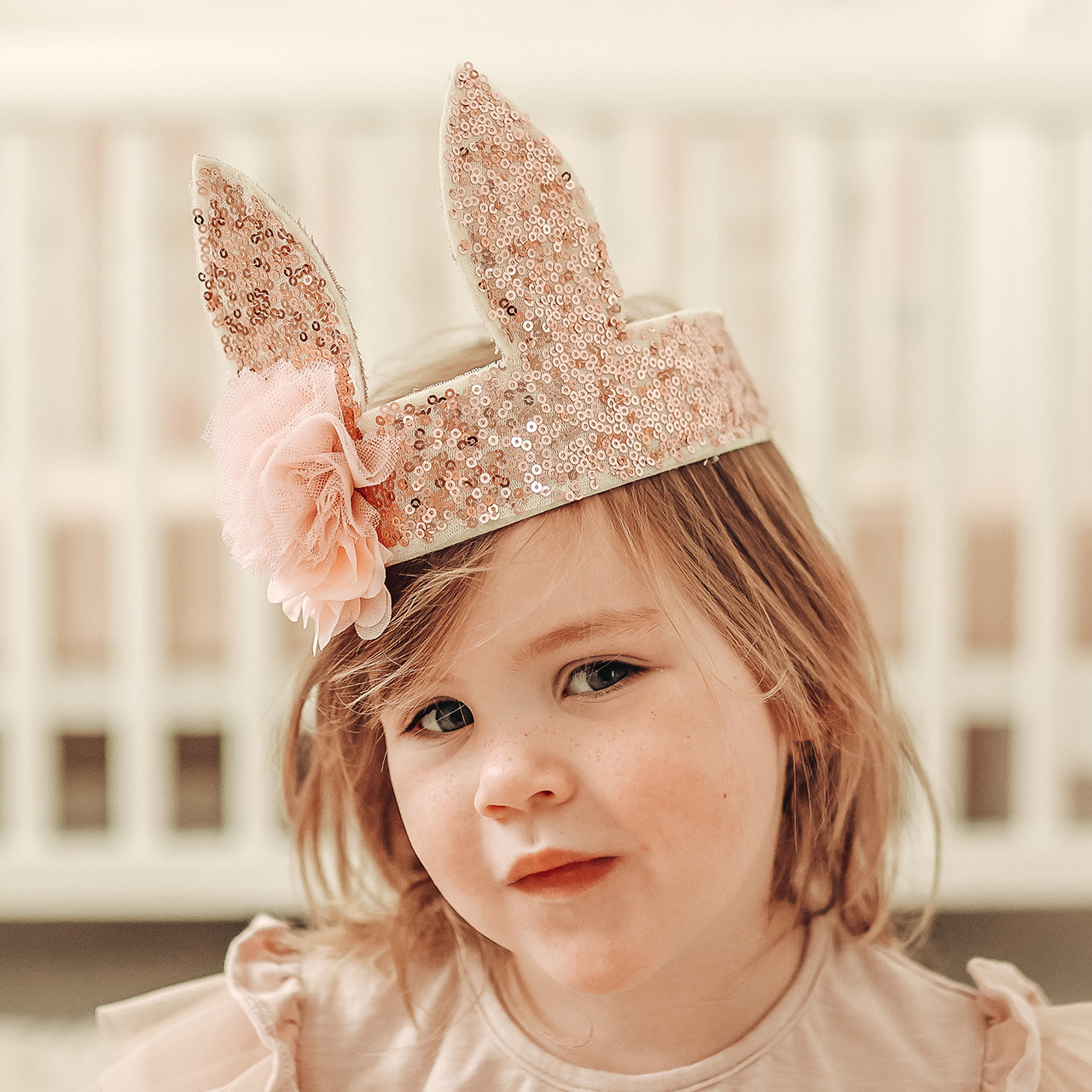 SEQUIN BUNNY CROWN - ROSE GOLD