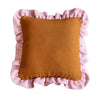 PECAN AND PINK FRILL CUSHION - 45cm