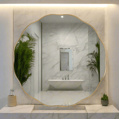 CAMILLE SCALLOP MIRROR LARGE GOLD - GEORGES of Dubai