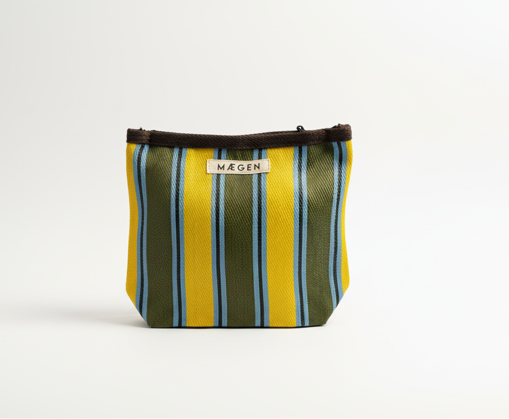 Accessory Pouch - Chocolate Binding - Yellow/Olive Stripe