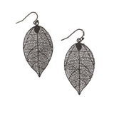 Small Black Leaf Earring