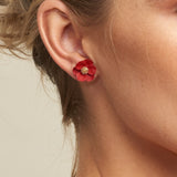 Red Pansy Earring