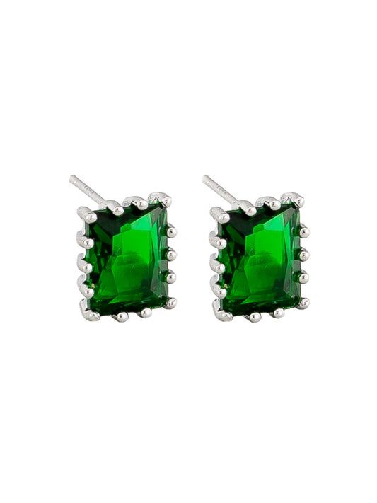 SILVER EMERALD PENELOPE EARRING