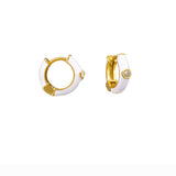 White Enamel and Crystal Hoops