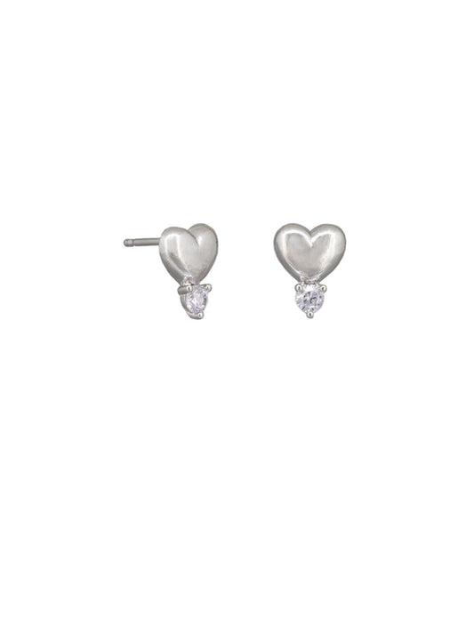 SILVER HEART AND CRYSTAL EARRING