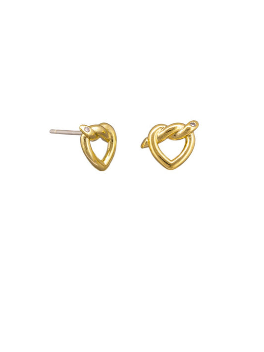 GOLD KNOTTED HEARTS STUDS