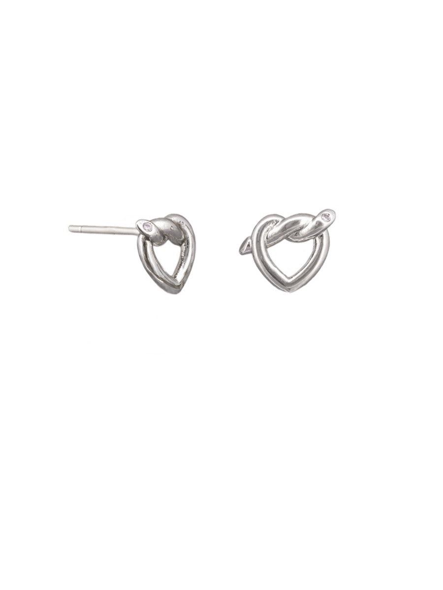 SILVER KNOTTED HEARTS STUDS