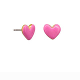 Pink Enamel Love Heart Studs