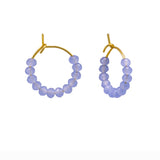 Matte Blue Beaded Hoops