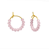Matte Pink Beaded Hoops