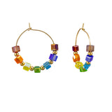 Rainbow Square Crystal Hoop