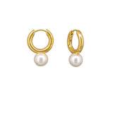 Gold Pearl Drop Huggies